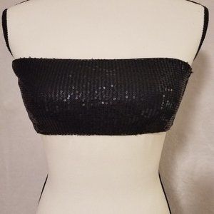 Express Black Sequin Bandeau Top
